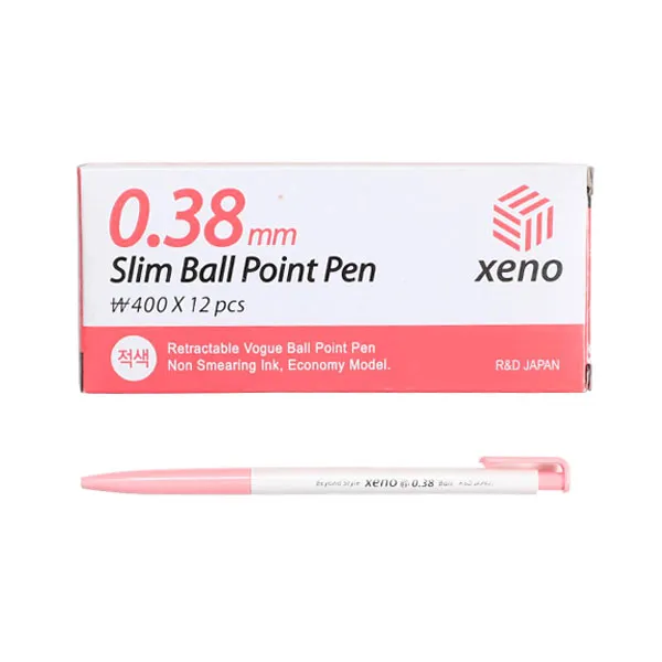 모닝글로리 400 제노 슬림볼펜 0.38mm 적 12개입