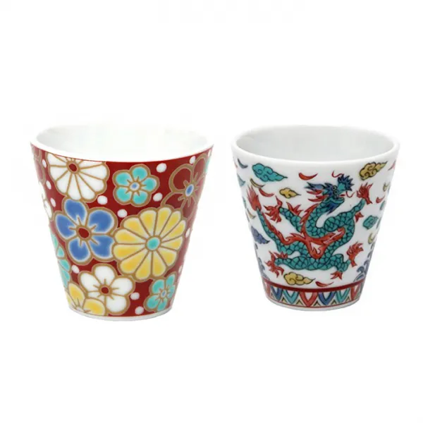 구타니야키 운수 술잔 70ml x 2p, 매국, 오색룡, 1세트