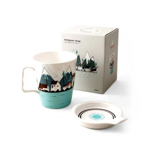 Zen 산드라아이작슨 겨울isak 머그뚜껑 + 머그컵 530ml 혼합 색상 1세트