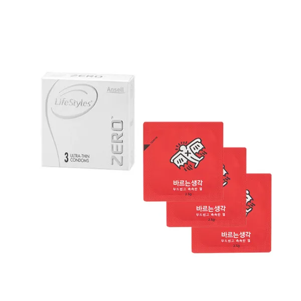 라이프스타일 제로핏 콘돔 3p + 바르는생각 러브젤 2.5g x 3p, 1세트
