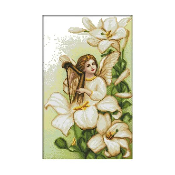 ZKF 십자수 세트 1608 백합의 천사, 1세트, 혼합 색상