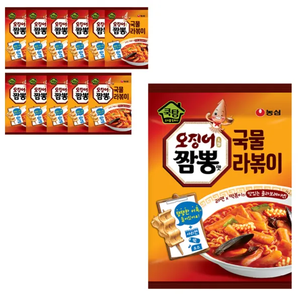 쿡탐 오징어짬뽕맛 국물 라볶이, 380g, 12개