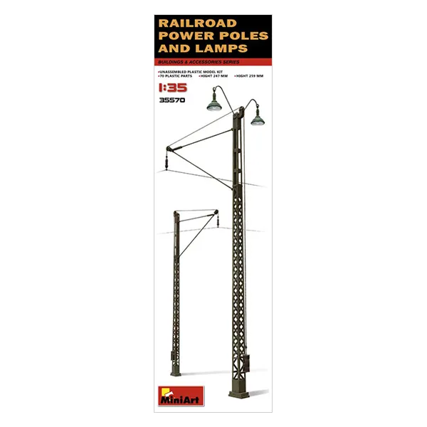 미니아트 1:35 Railroad Power Poles & Lamps 프라모델 파츠, 혼합 색상