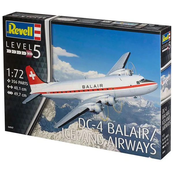 REVELL RV4947 1:72 DC-4 Balair / Iceland Airways 프라모델 여객기, 1개