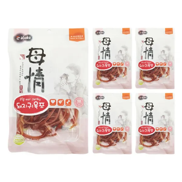 ASUKU 모정 강아지 육포 간식 70g, 돼지귀, 5개입