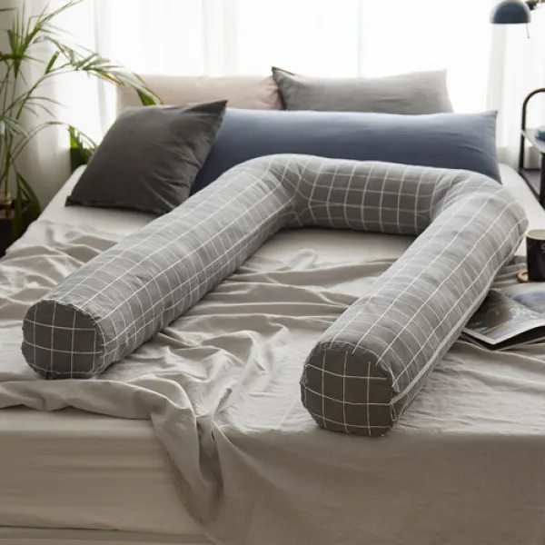 쉬즈홈 순면 심플라인 바디필로우 U자형 솜포함 그레이