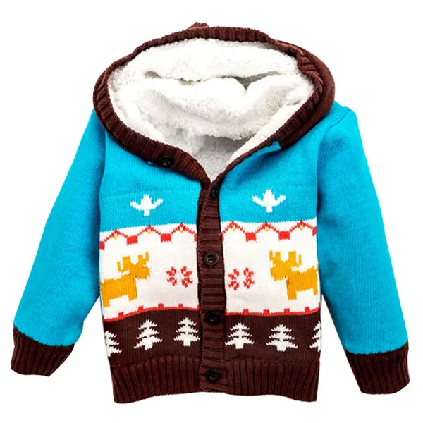 맘스케어 아동용 순록버튼 방한 니트