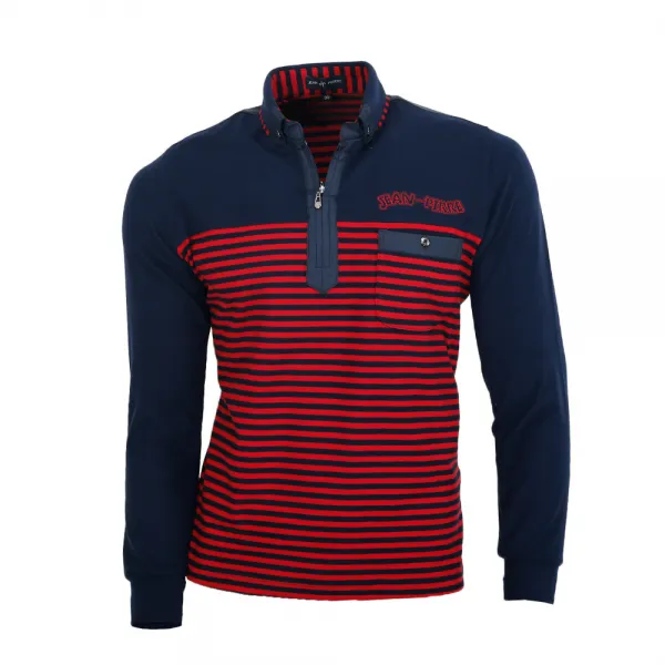 쟌피엘 남성용 배색 반집업 긴팔티셔츠 Ctaj2009