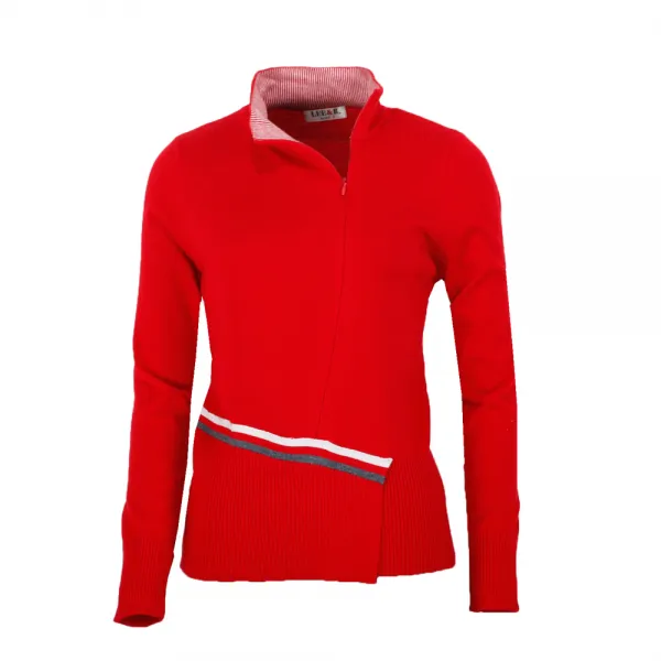 리앤비 여성용 울혼방 사선지퍼 긴팔티셔츠 Atln5005 레드