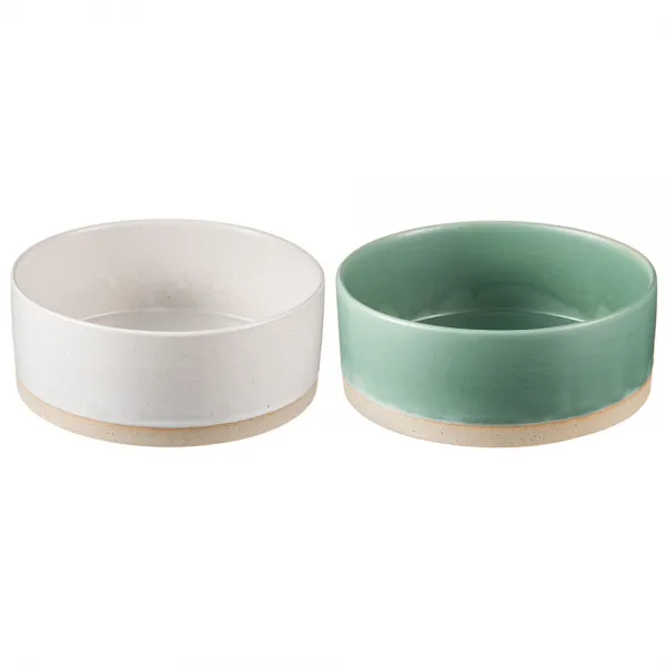 정담은 도자기 무광 통일자 면기 2p, 화이트, 그린, 1세트