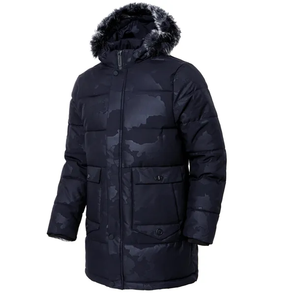 테크플리스 남성용 Tf 317 밀리터리 후드 퍼 롱 패딩 자켓 네이비