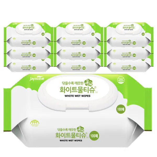 화이트 그린 유아물티슈 캡형 40g 100매 10팩