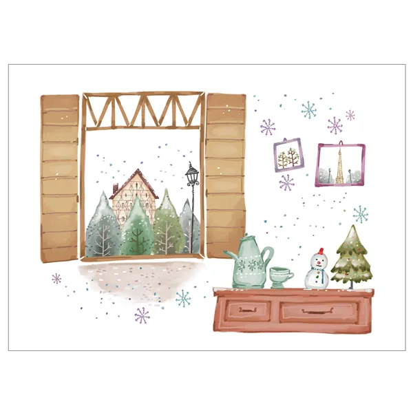 렉스데코 키친아트갤러리 주방아트보드 눈내리는창가앞눈사람 1개