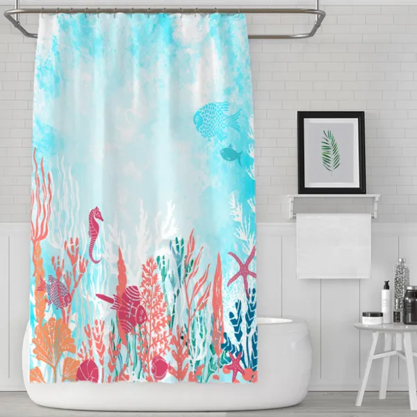리빙조이 바다속 산호초 샤워커튼 SK033 150 x 180 cm, 1개
