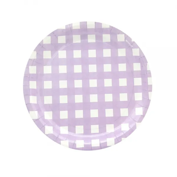 파티피아 체크무늬 일회용접시 라일락 18cm 6개입 3개