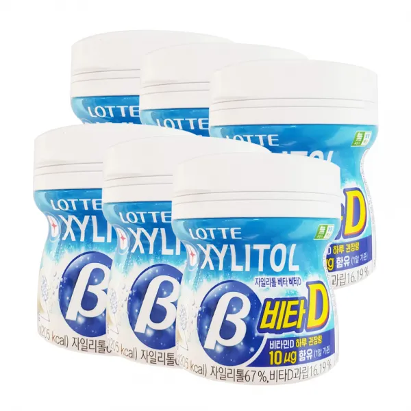 롯데 자일리톨 베타 비타민D 껌 용기, 86g, 6개입