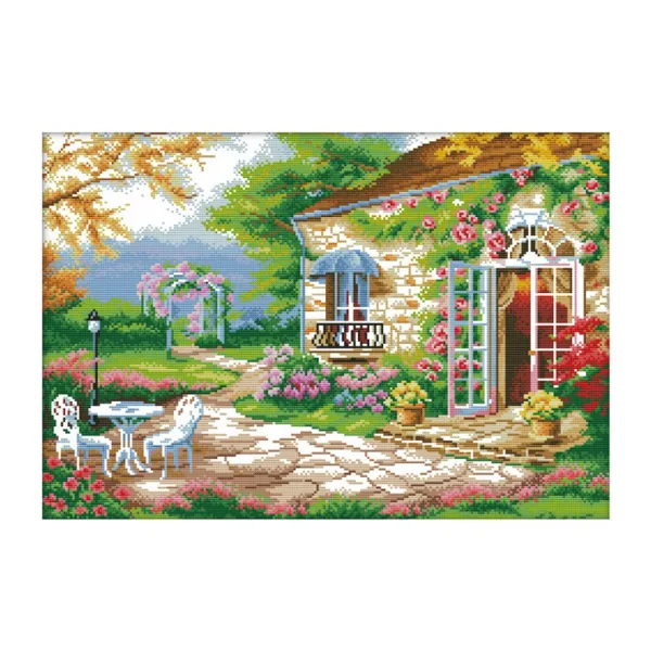 zkf 인테리어용 십자수 세트 뒷마당의 정원 대, 1세트, 혼합 색상