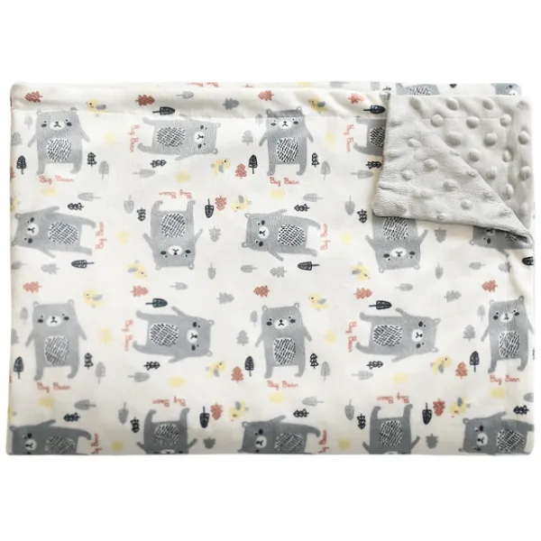 하늬통상 더블 극세사 아기담요 블랭킷 120 X 75 Cm 그레이곰