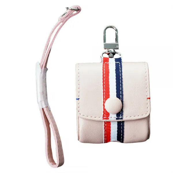 골든페이퍼 에어팟 스트라이프 가죽 케이스 핑크