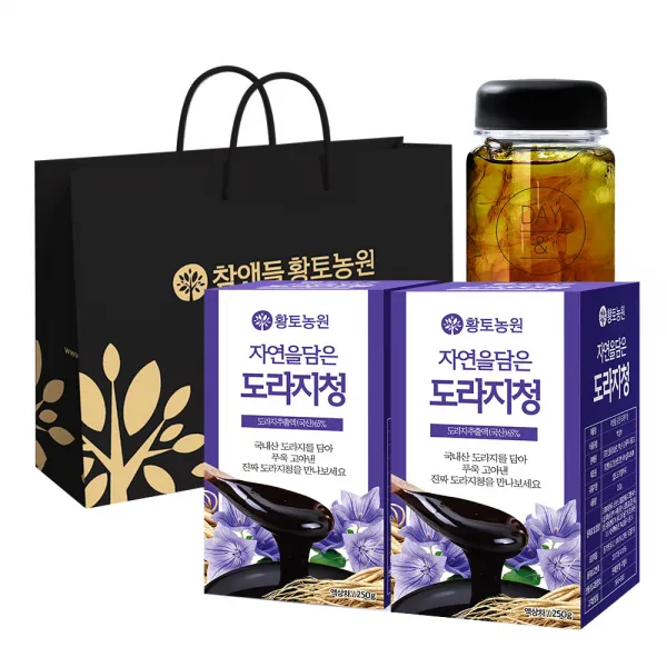 황토농원 자연을 담은 도라지청 250g X 2p + 보틀 + 쇼핑백 1세트