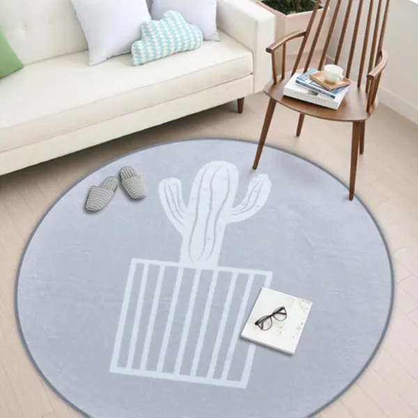 지이피 기하학 그레이시 원형 러그 매트 D