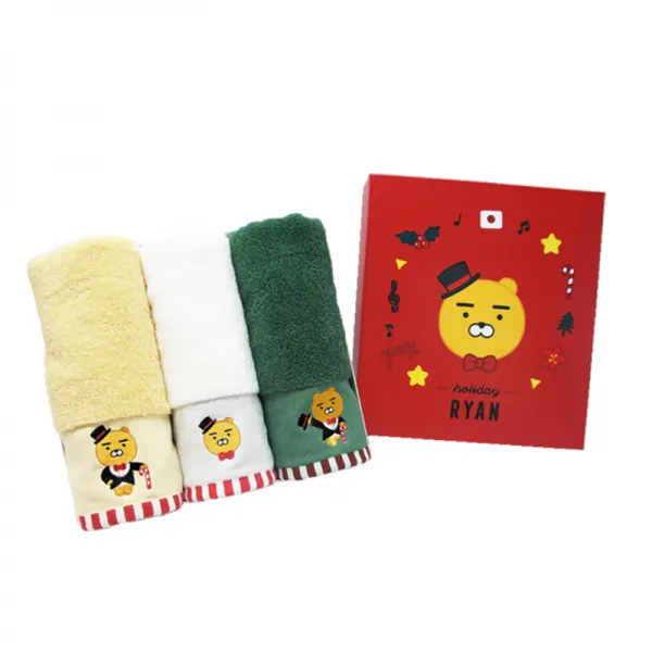 카카오프렌즈 홀리데이파티 세면타월 3p 세트 라이언 1세트
