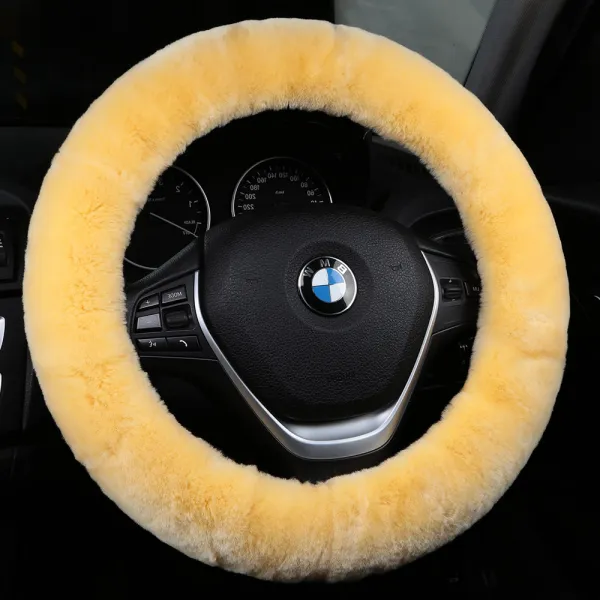 퀸라이프 천연 양모 양돌이 핸들커버 옐로우