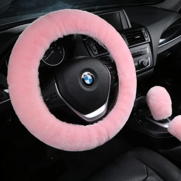 퀸라이프 천연 양모 핸들 + 기어 커버 양돌이세트 연핑크