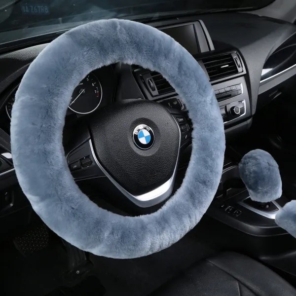 퀸라이프 천연 양모 핸들 + 기어 커버 양돌이세트 스카이블루