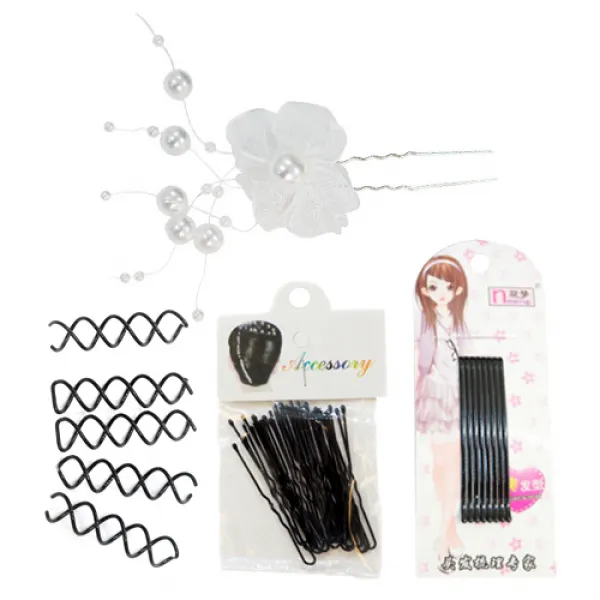 루머스 쉬폰 플라워 비녀핀 헤어핀 4종세트 Huset023