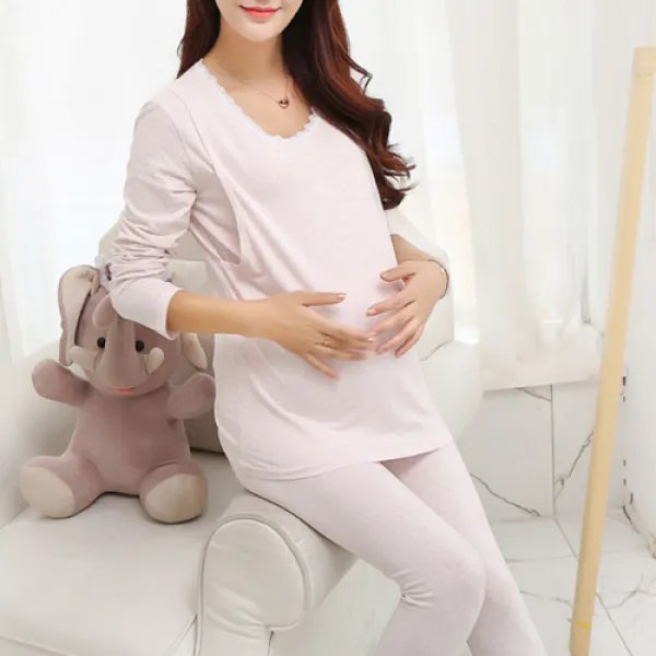 햇살 임산부 순면 수유상하의세트 스킨