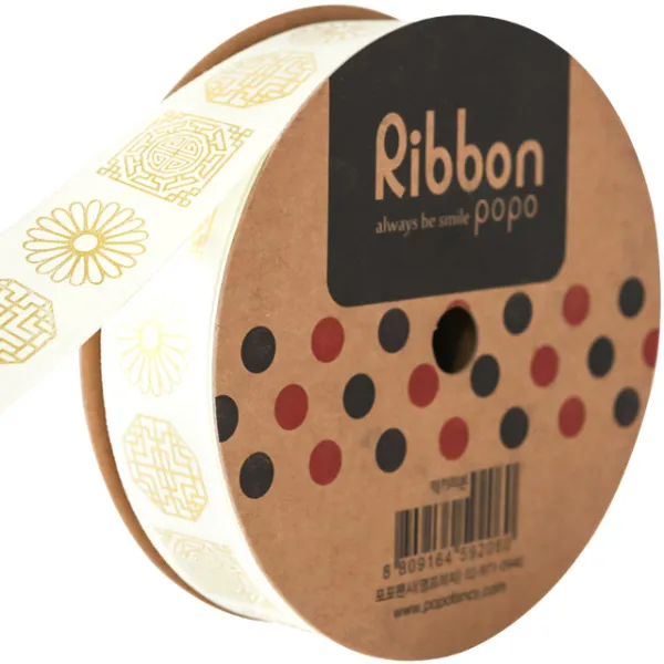 포포팬시 전통문양 배씨리본 연베이지 22.8m