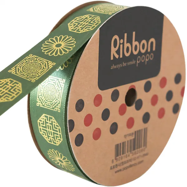 포포팬시 전통문양 배씨리본 국방색 22.8m