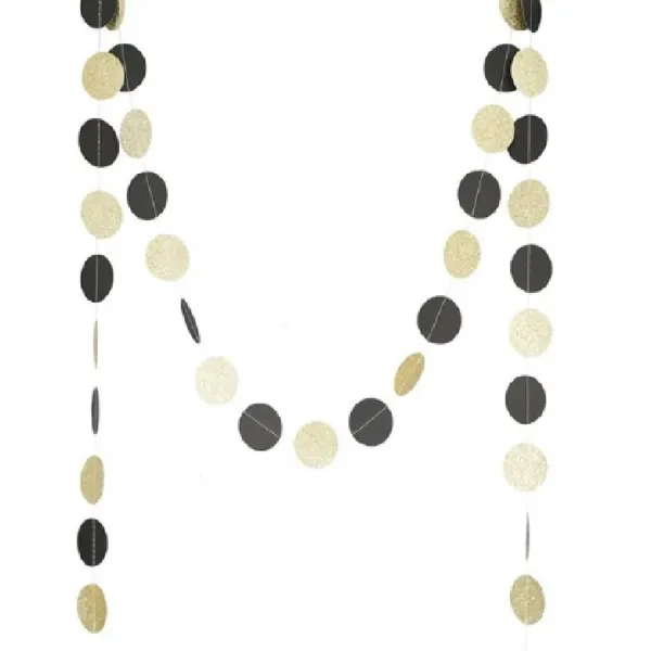 바니와티거 파티 벽장실 원모양 믹스 가랜드 Black Gold Circle