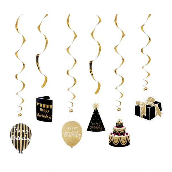 바니와티거 바티와티거 파티용 소용돌이 데코 천장 장식 Gold Foil Swirl