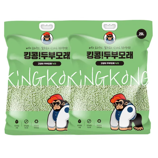 킹콩팩 응고형 고양이 두부모래 녹차향 20l 2개입