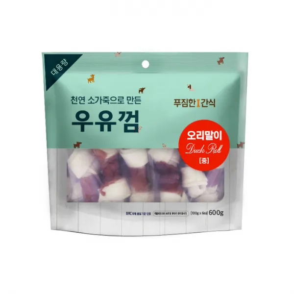 에버플러스 강아지 푸짐한간식 우유껌 중 600g 오리말이 1개