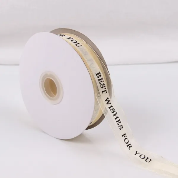 지이피 영어레터링 반투명 원사 선물리본 45m x 25mm, 레몬, 1개