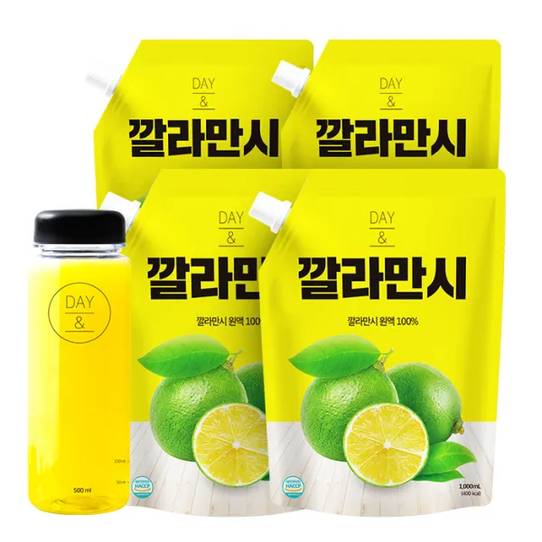 황토농원 데이 & 깔라만시 원액 1L x 4p + 보틀, 1세트