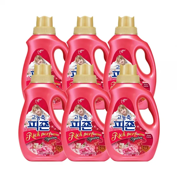 피죤 고농축 리치퍼퓸 시그니처 섬유유연제 플라워페스티벌 본품, 1.35L, 6개