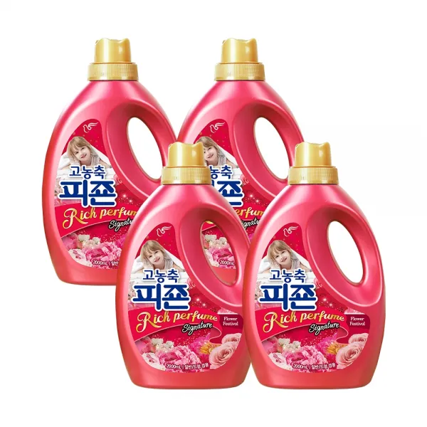피죤 고농축 리치퍼퓸 시그니처 섬유유연제 플라워페스티벌 본품, 2L, 4개