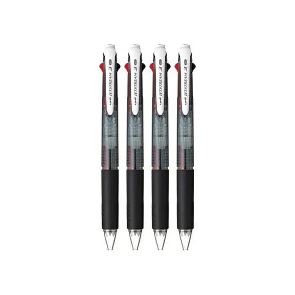 유니 제트스트림 3색 유성볼펜 0.7mm, 블랙, 4개입