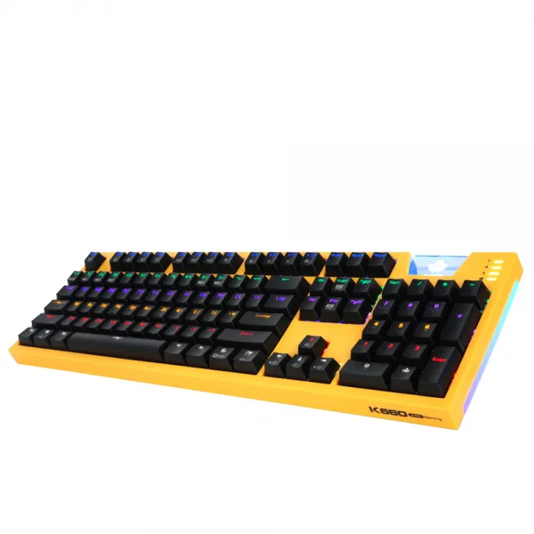 앱코 HACKER K660 ARC 프리미엄 카일 광축 방수 유선키보드 클릭 레인보우 LED, 옐로우
