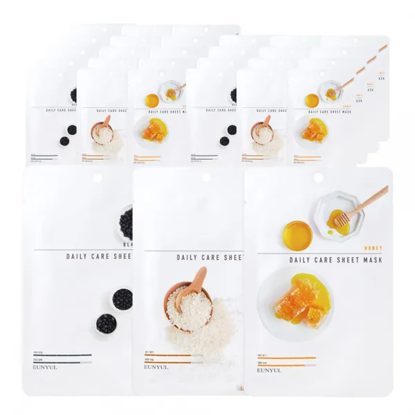 은율 데일리케어 시트 마스크팩 보습관리 검은콩 22ml x 10p + 라이스 22ml x 10p + 허니 22ml x 10p, 1세트