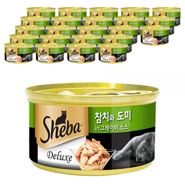 쉬바 반려묘용 간식 캔, 참치 + 도미 혼합맛, 24개입
