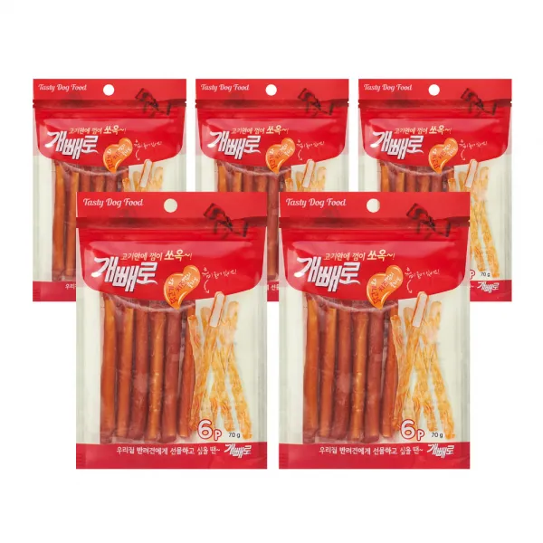 개빼로 콜라보 강아지 껌 6p 70g 닭고기 + 치즈 혼합맛 5개
