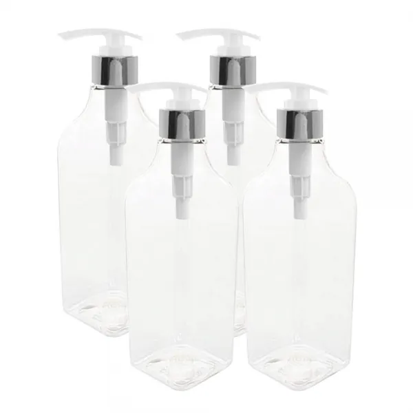 병도매닷컴 Dns500 사각투명 공병 디스펜서펌프 실버 500ml 4개입