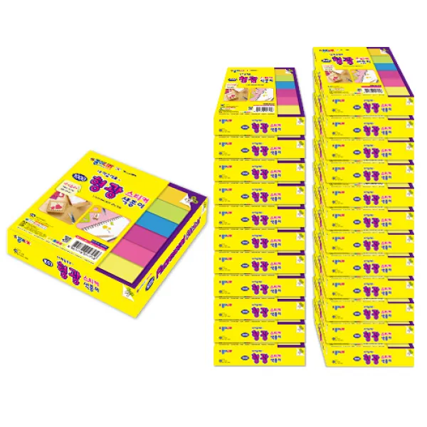 종이나라 형광스티커 색종이 20p, 6색, 24개입