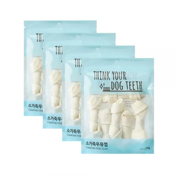 Thinkyourdogteeth 소가죽 반려견 우유껌 6p 210g 우유 4개입
