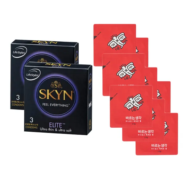 안셀 여행용 러브패키지 스킨 엘리트 콘돔 3p x 2개 + 바르는생각 러브젤 2.5g x 8p, 1세트